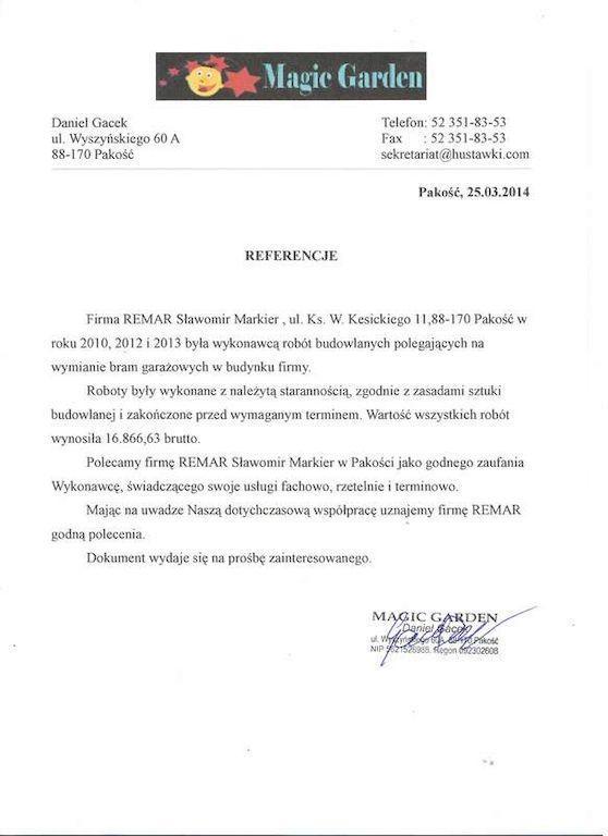 skan dokumentu polecającego naszą firmę 25